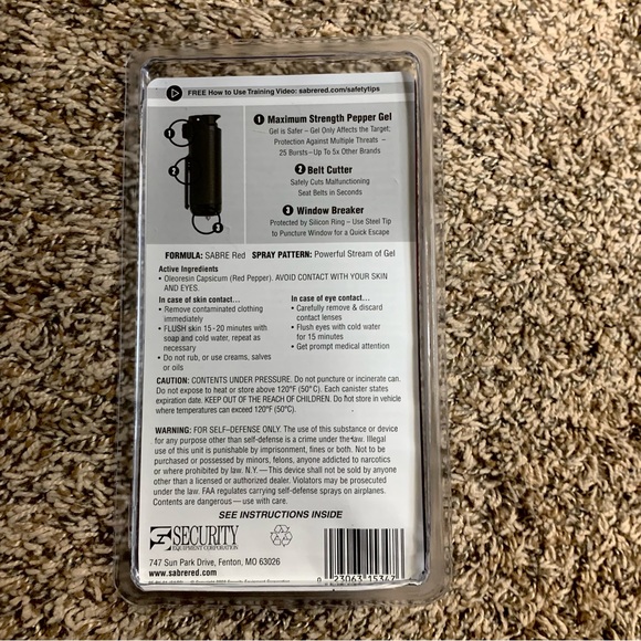 💜 Sabre Safe Escape 3-IN-1 Pepper Gel w/ Seat Belt Cutter & Window Breaker NWT - Picture 9 of 10